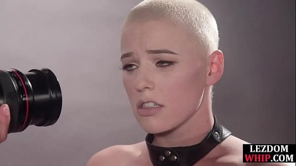 Bald blonde babe with big tits gets fingered and anal fuck